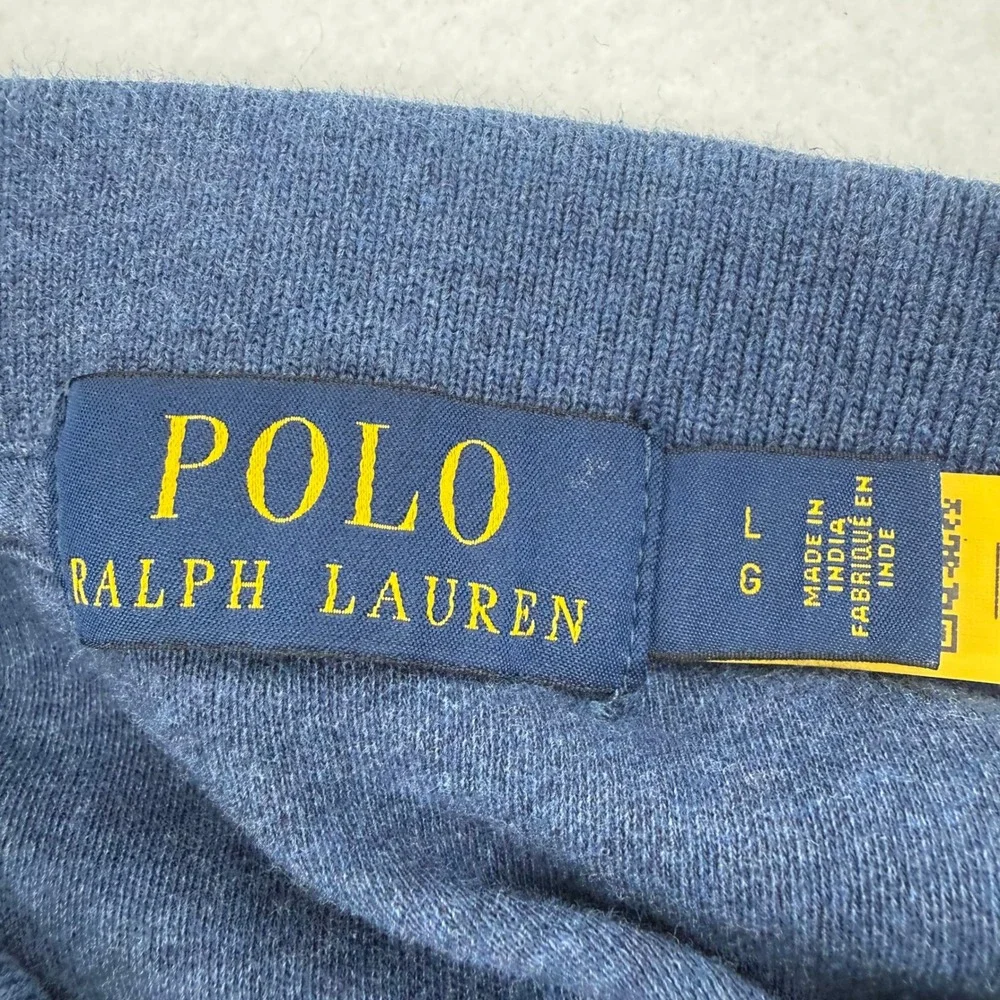 Polo Ralph Lauren Mens Shirt Large Blue Cotton Short Sleeve Red Pony Logo Soft‎